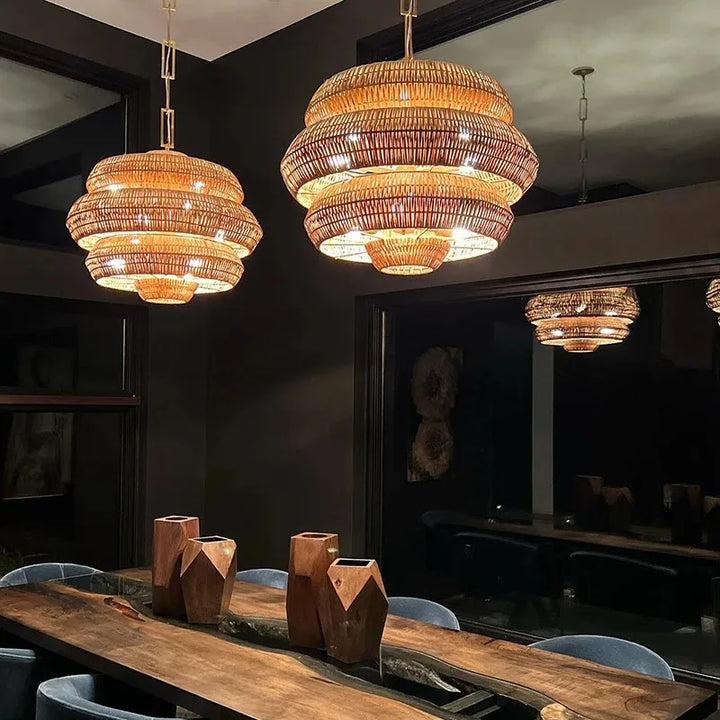 Suspension en rotin tressé style Wabi-Sabi pour salle à manger – Naiadis