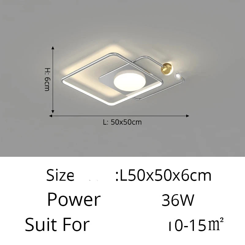 Lustre LED moderne en aluminium doré pour salon – Alumoria