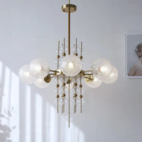 Suspension en acier poli et verre doré pour salon et cuisine – Aurelice