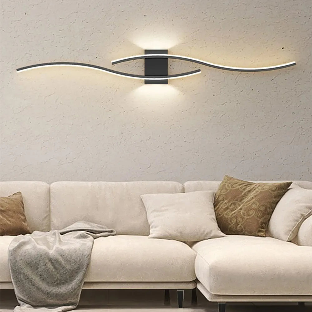 Applique murale Wave design ondulé avec diffuseur acrylique blanc et structure fer laqué - vue 19