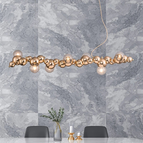 Suspension Métal Doré Verres Bulles LED – Citrona