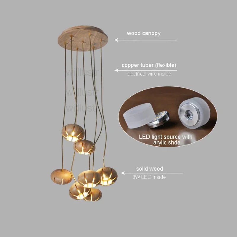 Hanglamp in Bloemrijke Houtafwerking voor Elegante Ruimtes – Orvaline