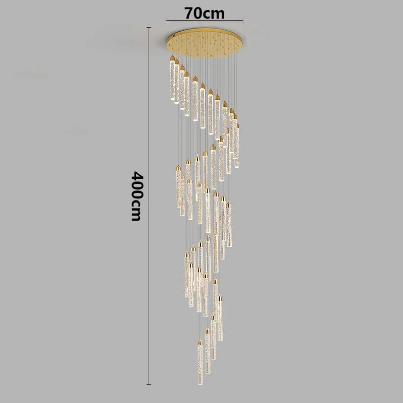 Lustre Rotatif en Cristal Doré pour Grand Espace – Célestarion