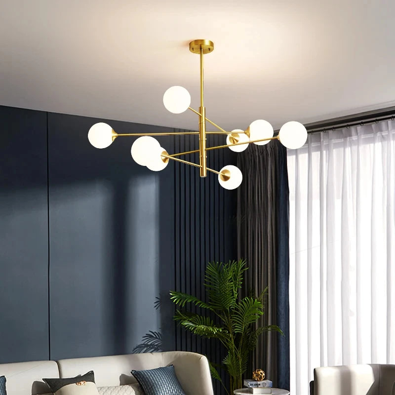 Gouden Metalen Hanglamp Bolvormig Verfijnd Design – Orba