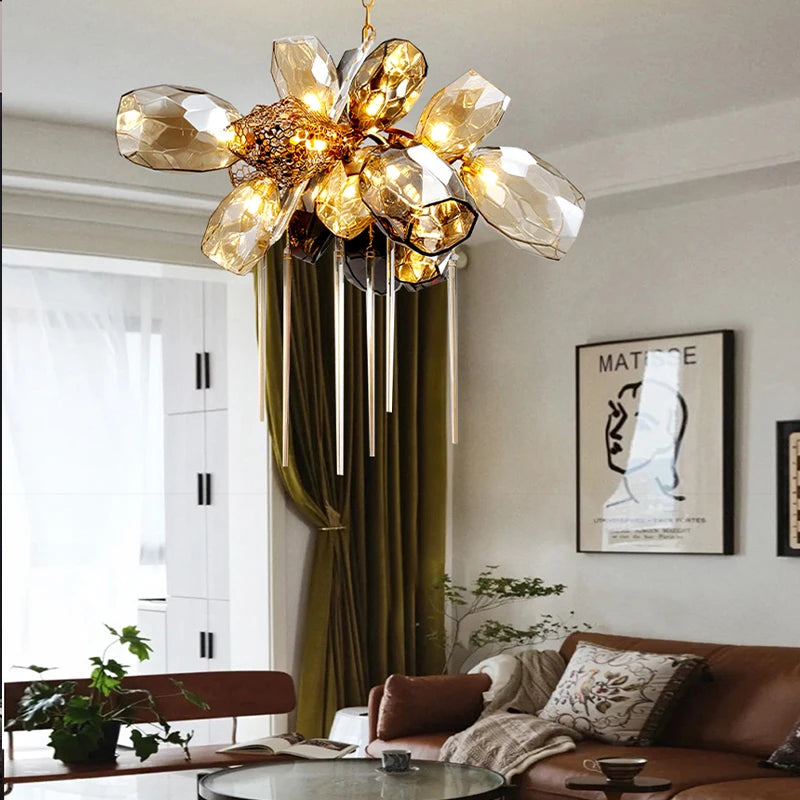 Suspension moderne en verre pour salon – Celestine