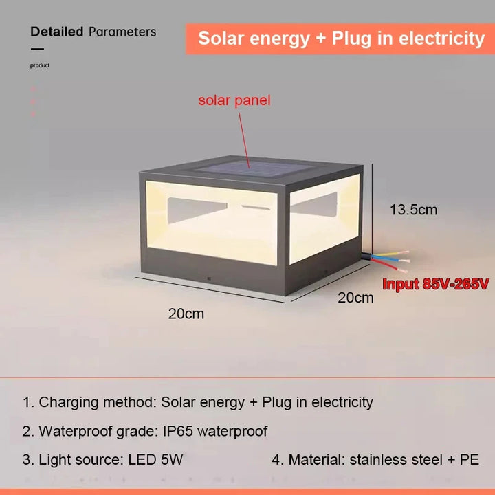 Lampe solaire extérieure en acier inoxydable – Solarique
