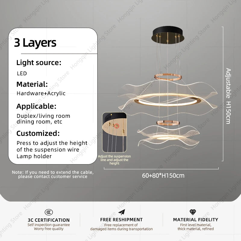 Moderne LED-hanglamp van acryl voor woonkamer – Célinova