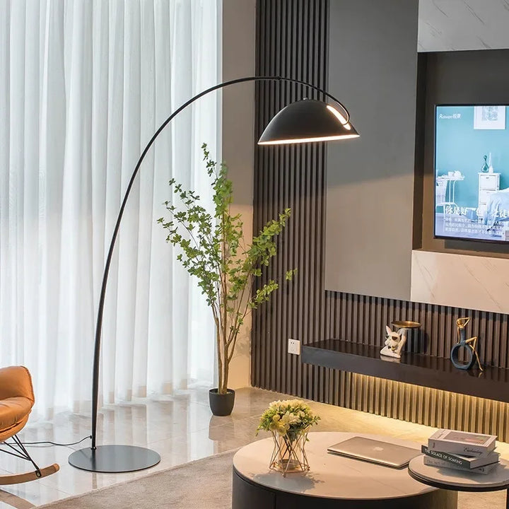 Lampe sur pied moderne en métal noir pour salon – Obsidial