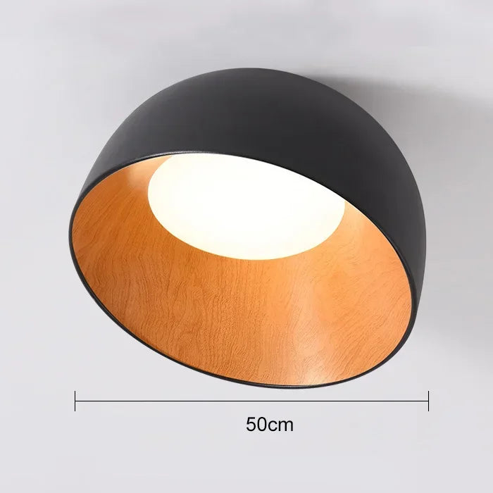 Plafonnier moderne en métal noir et bois – Maderique