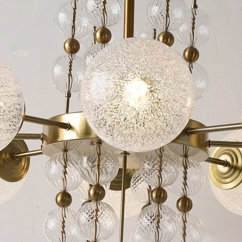 Hanglamp in gepolijst staal en goudkleurig glas voor woonkamer en keuken – Aurelice