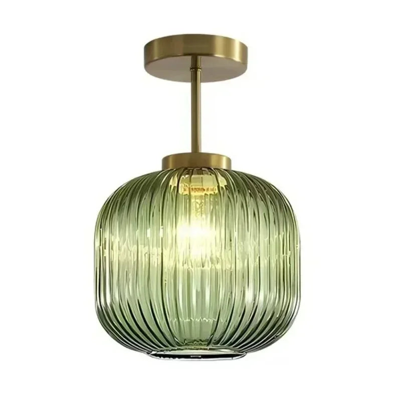Retro plafondlamp van geribd glas voor woonkamer en gang – Crescianea