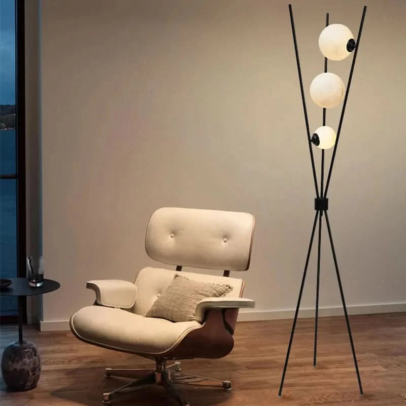 Lampadaire Polyvalent avec Boules de Verre Transparentes – Vera