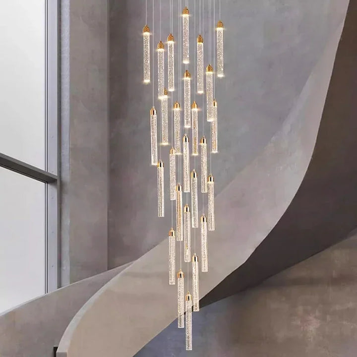 Lustre Rotatif en Cristal Doré pour Grand Espace – Célestarion