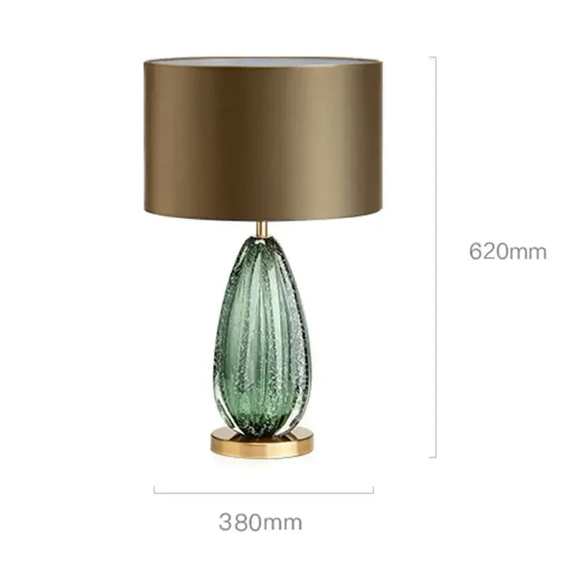 Lampe de chevet Ulmos en verre strié artisanal et métal doré design vintage - vue 11