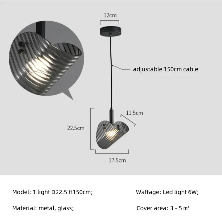 Suspension en verre fumé gris pour salle à manger – Orvelia