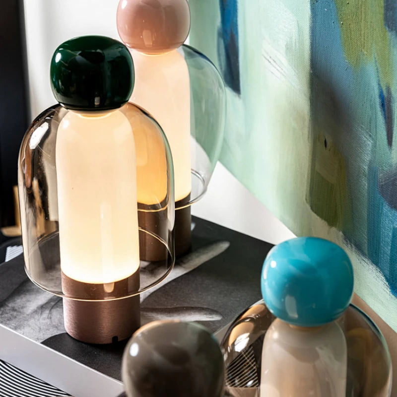 Minimalistische bureaulamp in glas en aluminium – Artéline