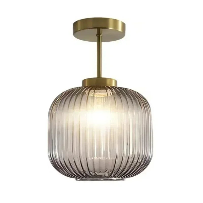 Retro plafondlamp van geribd glas voor woonkamer en gang – Crescianea