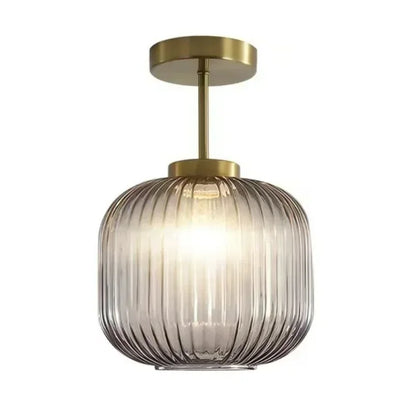 Retro plafondlamp van geribd glas voor woonkamer en gang – Crescianea