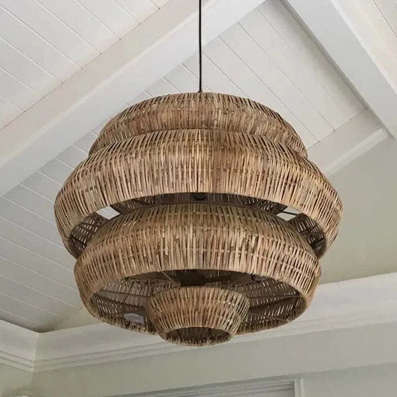 Hanglamp in Gevlochten Rotan Wabi-Sabi Stijl voor Eetkamer – Naiadis