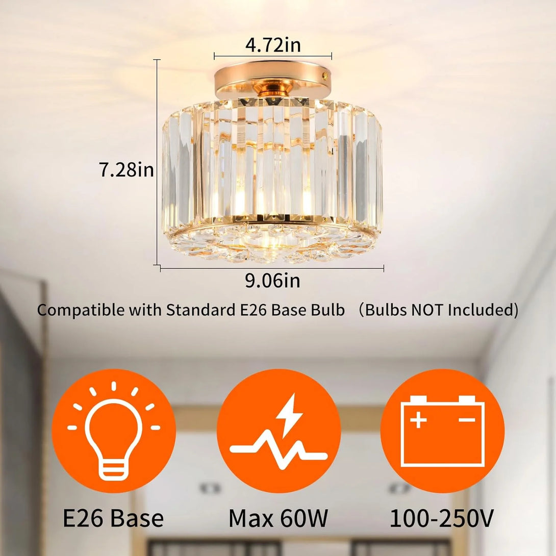 Plafonnier Cristal Doré Contemporain – Seraphine