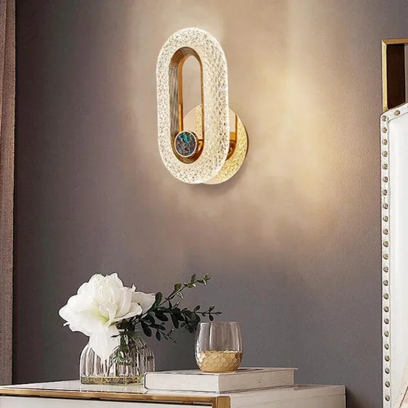 Applique murale directionnelle Ovalia design minimaliste dorée avec diffuseur acrylique - vue 4