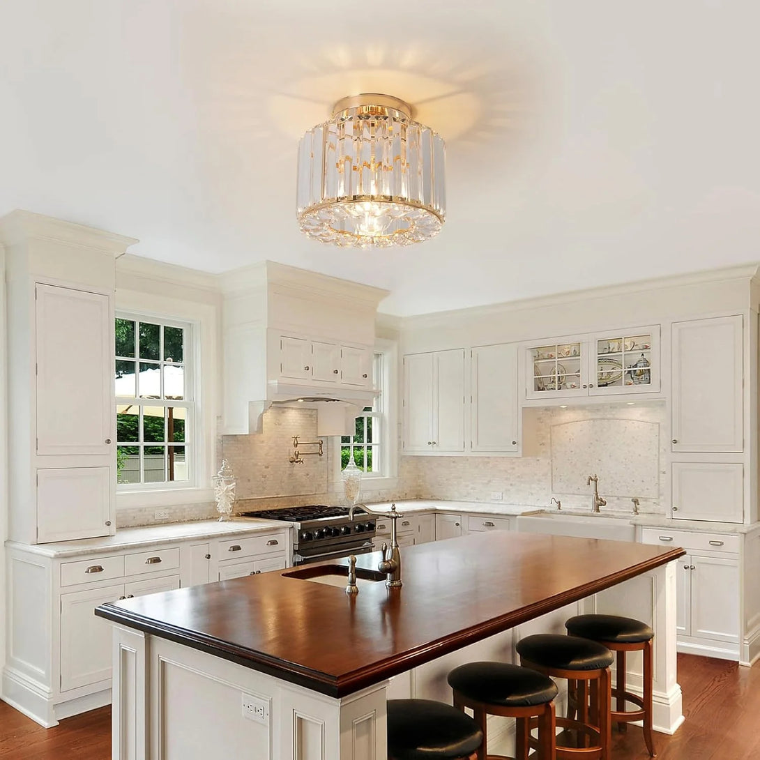 Plafonnier Cristal Doré Contemporain – Seraphine