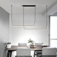 Suspension LED moderne noire et dorée pour salon – Thalion