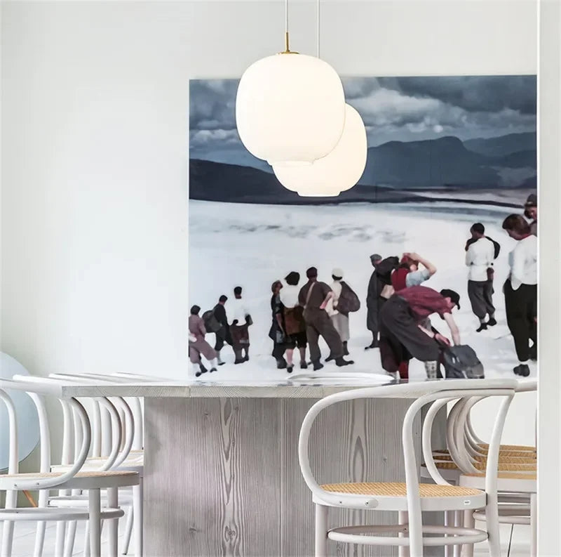 Minimalistische Hanglamp in Wit Glas voor Keuken – Solstize
