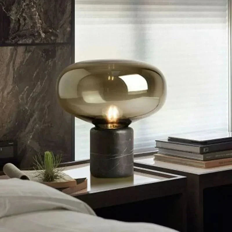 Elegant Table Lamp black marble and blown glass Luxor - view 4