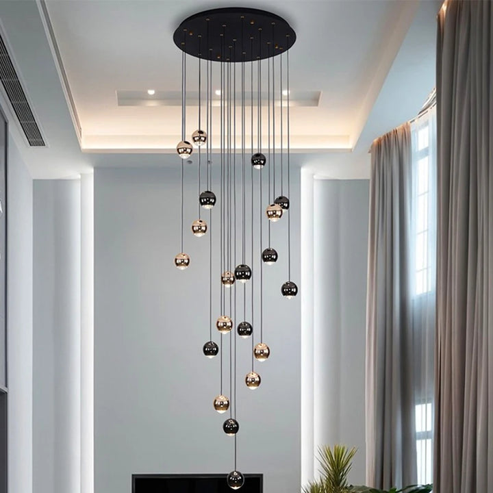 Suspension moderne en acier brossé pour salon – Célestaire
