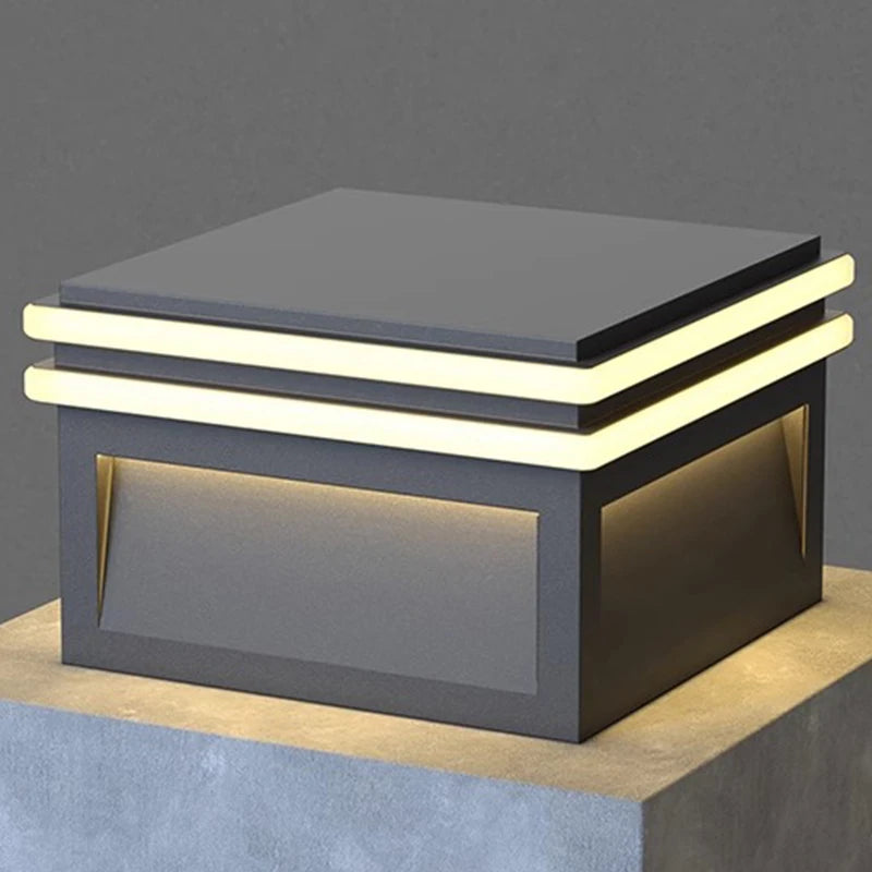 Vierkante zonne-buitenlamp in roestvrijstaal – Arionel