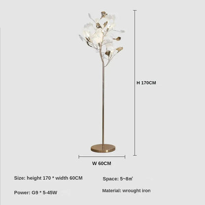 Metalen staande lamp in Ginkgo-stijl – Ginkova