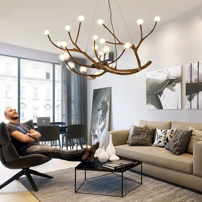 Kroonluchter Modern Trendy met Amber Glas – Haloa