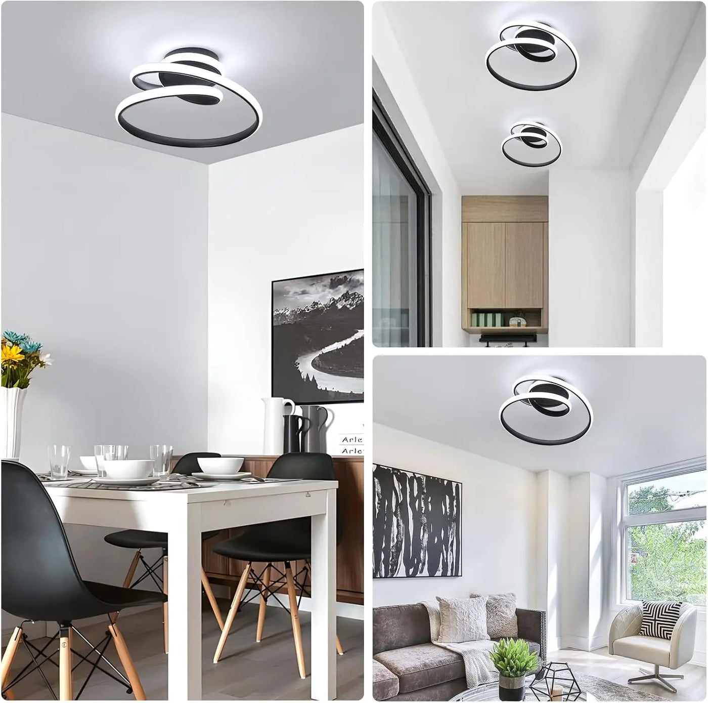 Plafonnier LED en Aluminium pour Chambre et Salon – Spiréclat