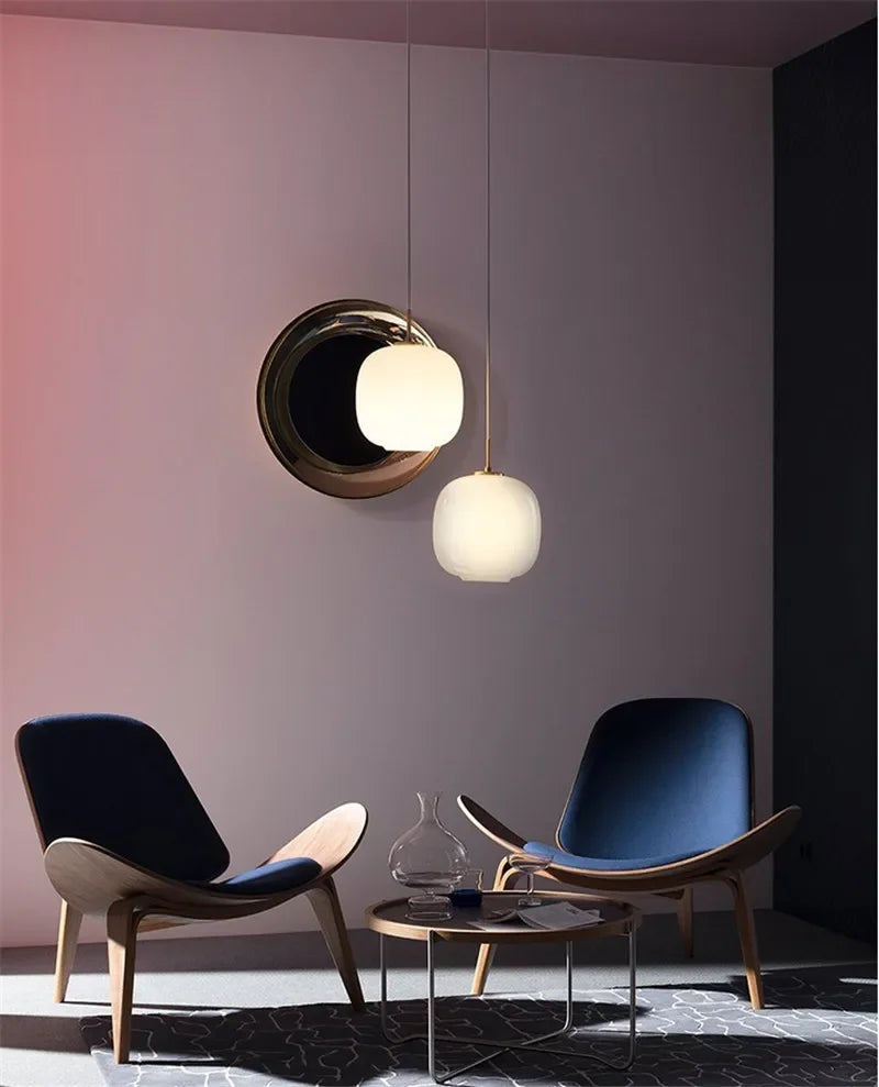 Suspension minimaliste en verre blanc pour cuisine – Solstize