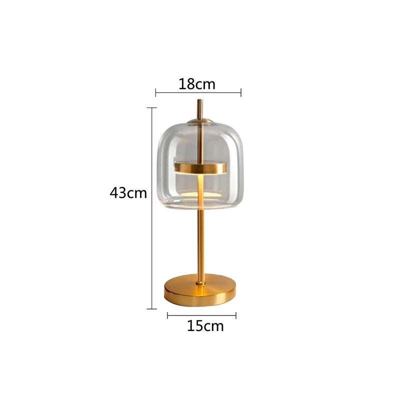Lampe de chevet moderne Xiumis globe en verre et base métal doré brossé - vue 12