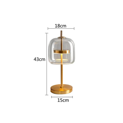 Lampe de chevet moderne Xiumis globe en verre et base métal doré brossé - vue 12