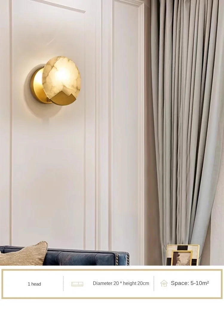 Applique murale en marbre espagnol et cuivre doré pour salon – Zephyria