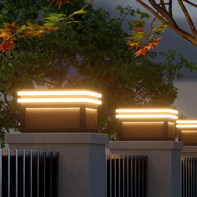 Vierkante zonne-buitenlamp in roestvrijstaal – Arionel