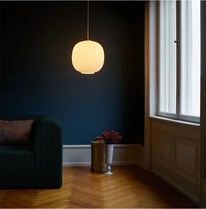 Minimalistische Hanglamp in Wit Glas voor Keuken – Solstize