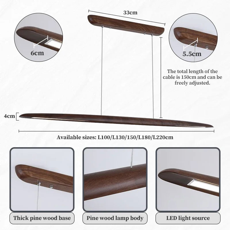 Suspension en bois dimmable pour cuisine et salle à manger – Maderise