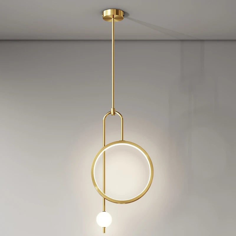 Lampe Suspendue LED Anneau Moderne pour Espaces Polyvalents Doré – Haloa