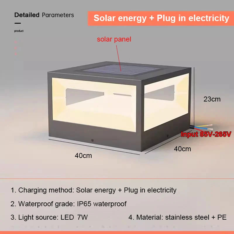 Lampe solaire extérieure en acier inoxydable – Solarique