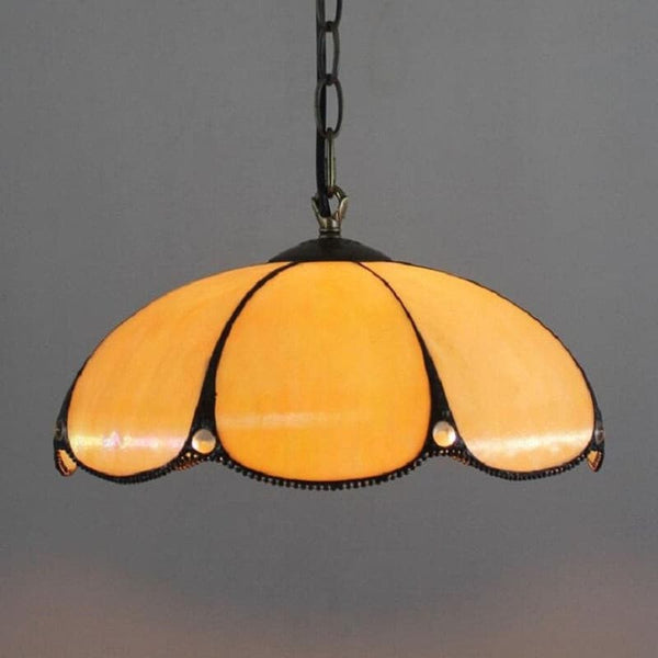 Suspension Tiffany en Verre Ambré Doré – Aurélise