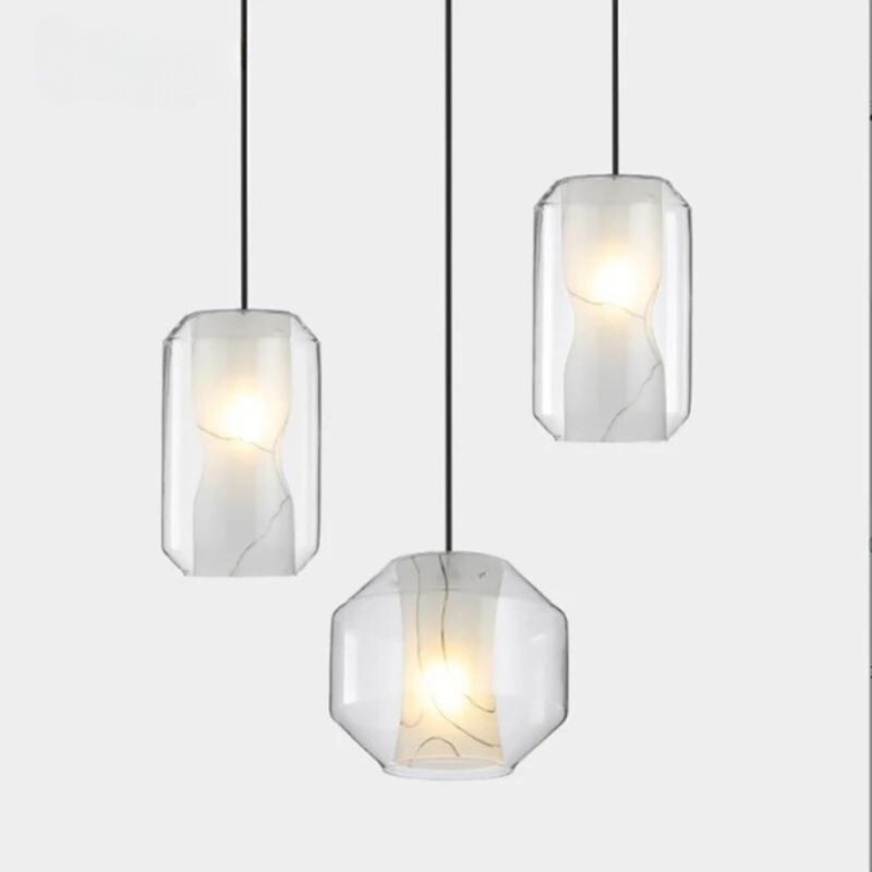 Scandinavische Hanglamp met Handgeblazen Glazen Kap – Nordic Verse Art