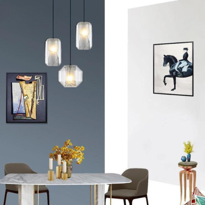 Scandinavische Hanglamp met Handgeblazen Glazen Kap – Nordic Verse Art