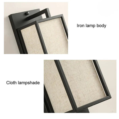 Chinese style iron and linen wall light for bedroom – Lumisan