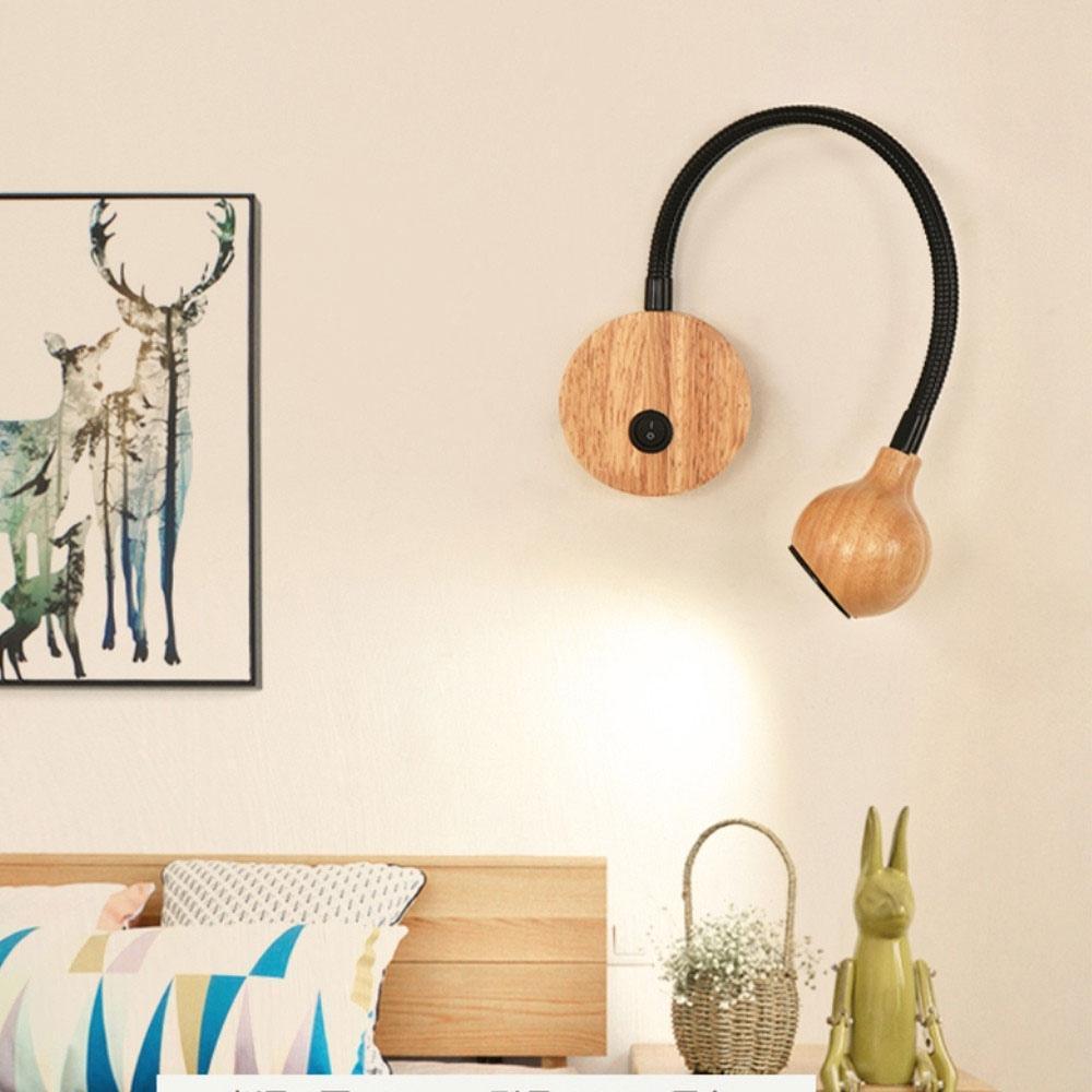 Scandinavische houten wandlamp met leeslicht – Sylvedra