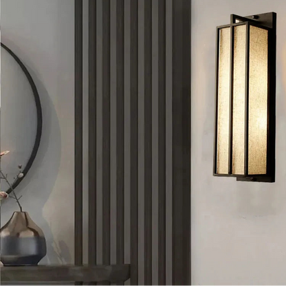 Chinese style iron and linen wall light for bedroom – Lumisan