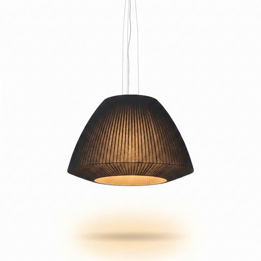 Lustre tissu plissé noir design salon – Modèle Neralyss - Lumière